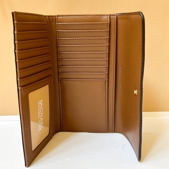 Michael Kors Jet Set Travel Large Trifold Wallet MK Vanilla - Picture 8 of 11